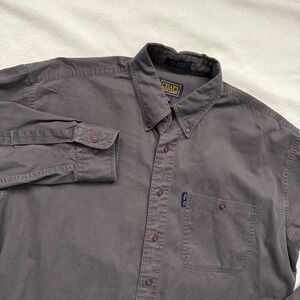 Chaps Ralph Lauren Vintage 90s Y2K Button Down Shirt 100% Cotton Gray 16 34/35